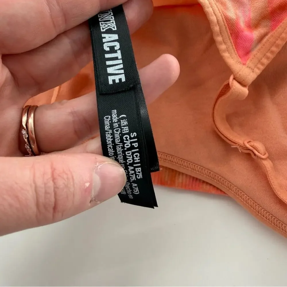 Victoria’s Secret PINK Active Set Orange Tie Dye Seamless Leggings Sports Bra - Picture 12 of 13